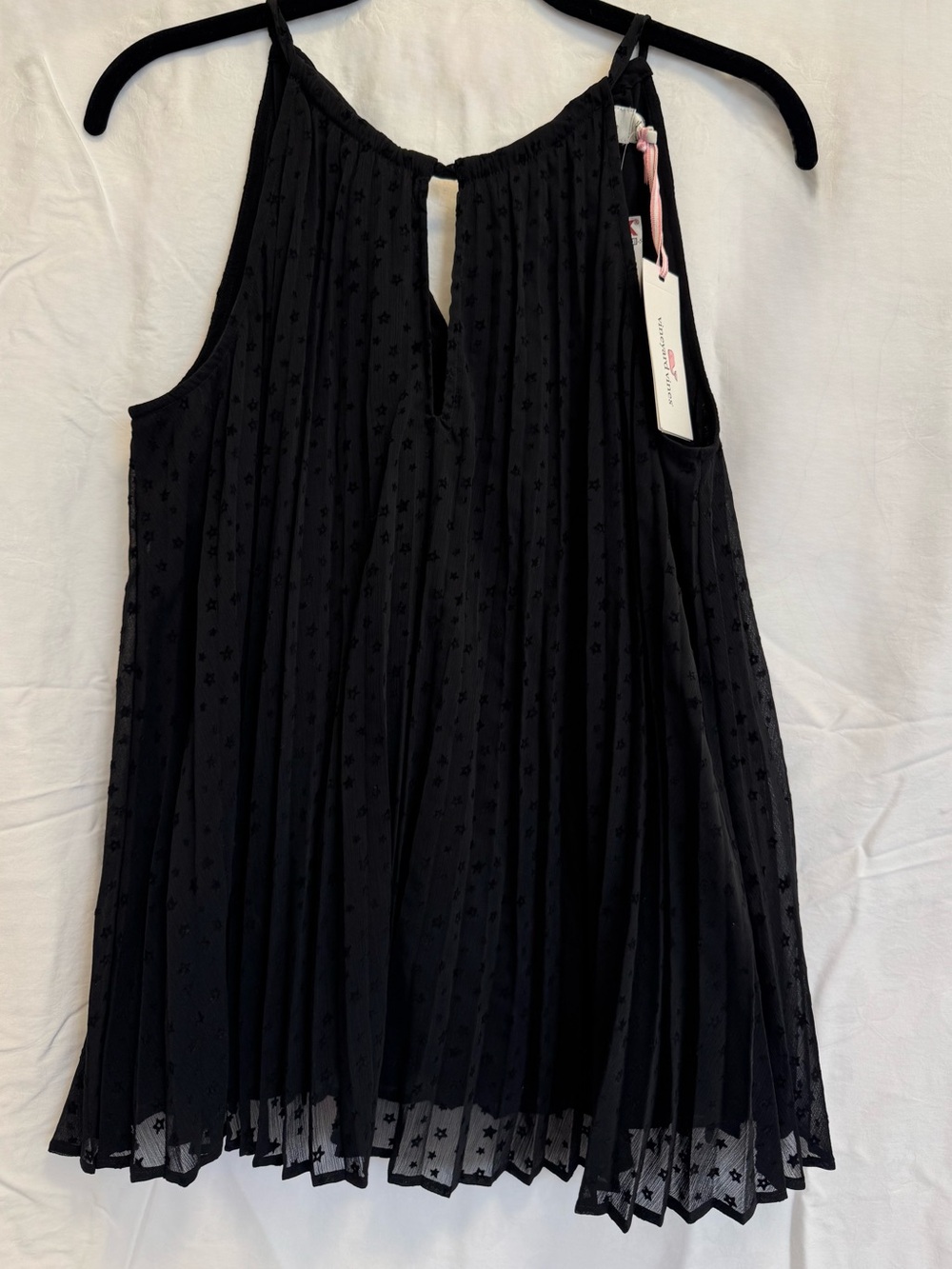 NWT Vineyard Vines Black Pleated Tiny Stars Halter Top Sleeveless Tunic Top Smal